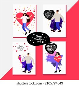 Romantic set of cute illustrations. Love, love story, relationship. Vector design concept for Valentines Day and other users.
