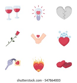 Romantic set icons in cartoon style. Big collection of romantic vector symbol stock illustration