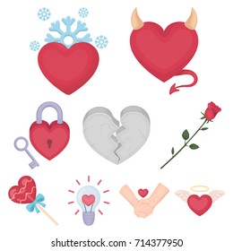 Romantic set icons in cartoon style. Big collection of romantic vector symbol stock illustration