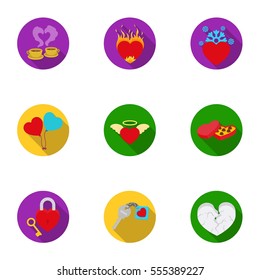 Romantic set icons in flat style. Big collection of romantic vector symbol stock illustration