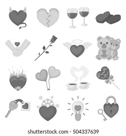 Romantic set icons in monochrome style. Big collection of romantic vector symbol stock illustration