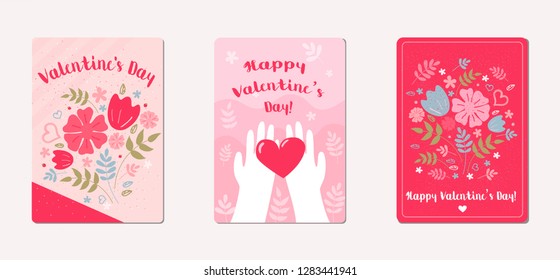 Romantic set of postcard. Love, Valentines Day. Vector design concept for Valentines Day and other users.