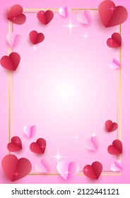Romantic set vector backgrounds. Festive gift card templates with realistic 3d design elements. Holiday banners, web poster, flyers and brochures, greeting cards. Valentines day, mother day