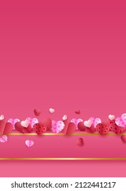 Antecedentes vectoriales románticos. Plantillas de tarjetas de regalo festivas con elementos de diseño 3d realistas. Carteles de vacaciones, afiche web, volantes y folletos, tarjetas de felicitación. Día de San Valentín, día de la madre