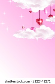 Romantic set vector backgrounds. Festive gift card templates with realistic 3d design elements. Holiday banners, web poster, flyers and brochures, greeting cards. Valentines day, mother day