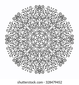 Romantic set of vector hearts and scrolls radial pattern
