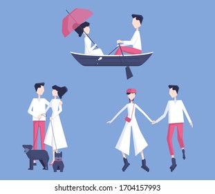 Romantic set. Vector illustration. Isolated.