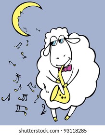 Romantic sheep with saxophone