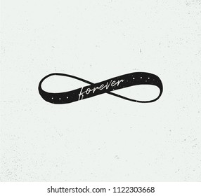 Romantic sign of intinity hand drawn vector illustration word forever eternal