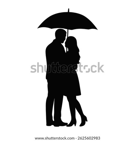 a romantic silhouette of a couple embracing under an umbrella, a timeless symbol of love and protection