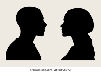 Romantic Silhouette Couple Face to Face