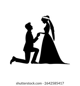 Romantic Silhouette of a Proposal Wedding Celebration