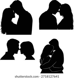Siluetas románticas de parejas amorosas