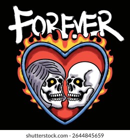 Romantic Skeletons for streetwear illustration