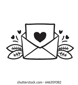 Romantic Sketchy envelope icon design. Vector illustration
