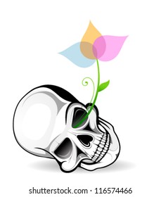 Romantic skull with flower