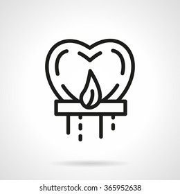 Romantic sky lantern heart shape. Lovely wishes. Valentines day greeting, couple anniversary, wedding. Black simple line style vector icon. Single design element for web, business, mobile app.