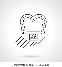 Romantic sky lantern heart shape. Lovely  greeting, couple anniversary, wedding. Flat line style single vector icon. Element for web design, business, mobile app. 
