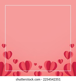 Romantic Social media post content background banner template with pink heart element decoration for valentine, wedding anniversary, and birthday
