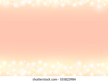 romantic sparkle abstract background, glitter sparking bokeh frame with orange pink background, tender wedding background, vector illustration