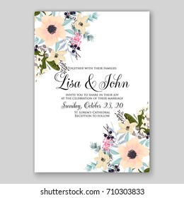 Romantic Spring floral of rustic flowers background for wedding invitation vector template card