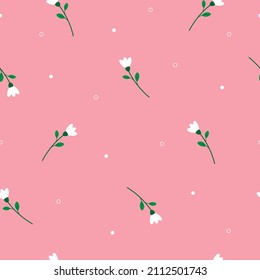 Romantic spring flower on the pink background seamless pattern