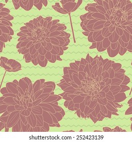 Romantic spring light-green seamless aster floral pattern