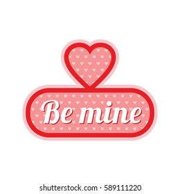 Romantic sticker, label or tag for St. Valentine's Day, invitation card, love theme decoration. Red color. Stock vector.