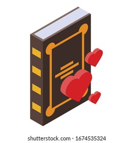 Romantic story book icon. Isometric of romantic story book vector icon for web design isolated on white background