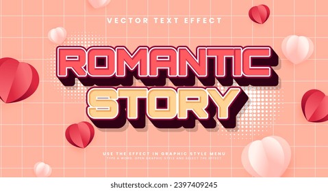 Romantic story editable text style effect. Vector text effect with a romantic pink color suitable for Valentine's Day.