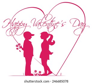 Romantic story of Valentine's Day. Vector illustration