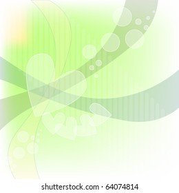 Romantic striped vector background with circles and hearts