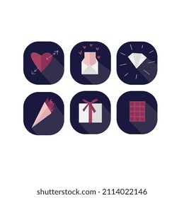 Romantic style Valentines day vector flat elements