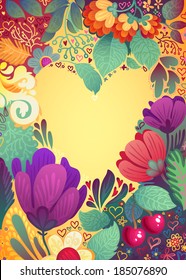 Romantic Summer and Mother's Day Spring ans Summer Greeting Card Heart Shape