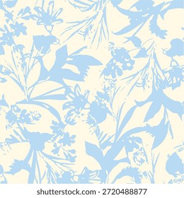 Romantische Sommer Nahtloses Blumenmuster, Freiheit ditsy Print mit kleinen handgezeichneten Blumen. Zartes botanisches Design winzige einfache Blumen, Blätter, Mini-Sträuße in abstrakter Form. Vektorgrafik.