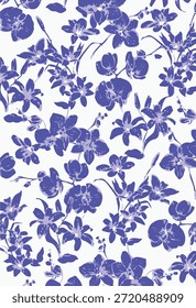 Patrón floral inconsútil del verano romántico, impresión ditsy de la libertad con las Pequeñas flores dibujadas a mano. Delicado diseño botánico pequeñas flores simples, hojas, mini ramos en abstracto. Ilustración vectorial.