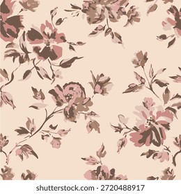 Romantic Summer Seamless floral pattern, liberty ditsy print with small hand drawn flowers. Delicate botanical design tiny simple flowers, leaves, mini bouquets in abstract. Vector illustration.