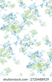 Romântico Verão Padrão floral sem emenda, liberdade impressão ditsy com pequenas flores desenhadas à mão. Delicado design botânico pequenas flores simples, folhas, mini buquês em abstrato. Ilustração vetorial.