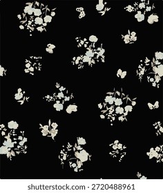 Romantic Summer Seamless floral pattern, liberty ditsy print with small hand drawn flowers. Delicate botanical design tiny simple flowers, leaves, mini bouquets in abstract. Vector illustration.