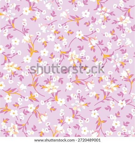 Romantic Summer Seamless floral pattern, liberty ditsy print with small hand drawn flowers. Delicate botanical design tiny simple flowers, leaves, mini bouquets in abstract. Vector illustration.