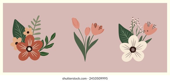 Romantische Frühlingsblümblümchen Brysanthemum Tulpen Hochzeitseinladung Geburtstagskarte Pastellfarben