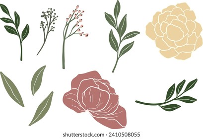 Romantische Sommerblumen setzen chrysanthemum peony Hochzeitseinladung Geburtstagskarte Pastellfarben