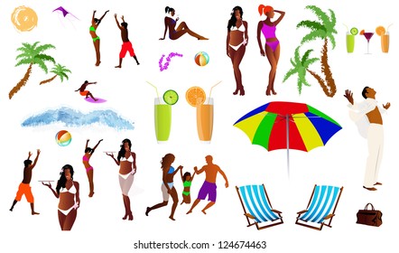 Romantic summer travel.Silhouette.Vector