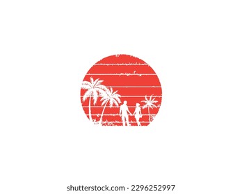 romantic sunset make with vector arts.