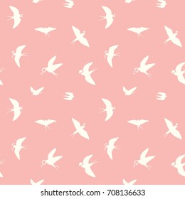 romantic swallow bird vector doodle silhouette illustration hand drawn silhouette seamless pattern