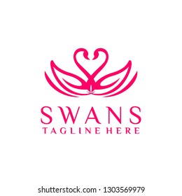 Romantic Swan Logo Template Vector