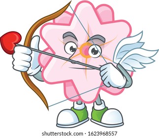 A romantic sweet chinese pink flower Cupid with arrow and wings