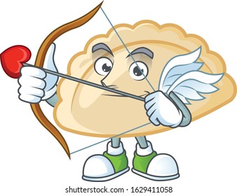 A romantic sweet pierogi Cupid with arrow and wings