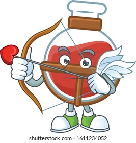 A romantic sweet red potion Cupid with arrow and wings