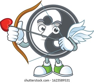 A romantic sweet yin yang Cupid with arrow and wings